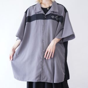 oversized black × gray embroidery design shirt