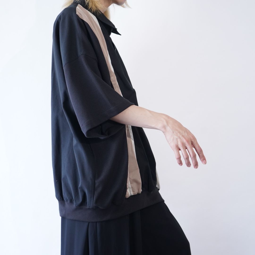 oversized line switching pullover shirt