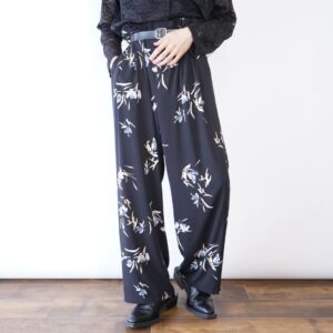 emotional flower art graphic wide pants