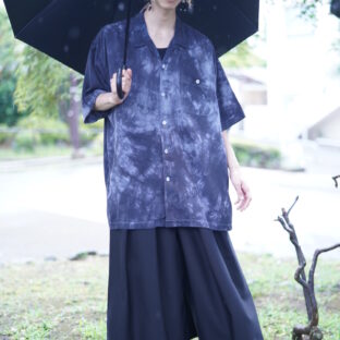 【tsukigasa original remake】black overdye silk shirt - 009