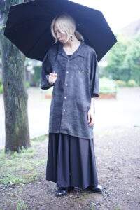 【tsukigasa original remake】black overdye brown linen shirt - 010