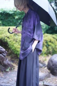 【tsukigasa original remake】black overdye purple silk shirt - 011