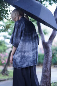【tsukigasa original remake】black overdye linen shirt - 013