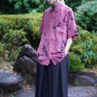 【tsukigasa original remake】black overdye pink silk shirt - 017