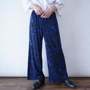 BOB MACKIE blue × black pattern wide pants