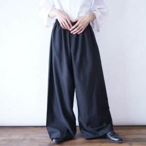 black twill baggy wide pants