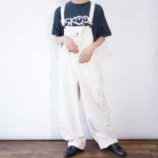 ecru white color multi pocket wide overall