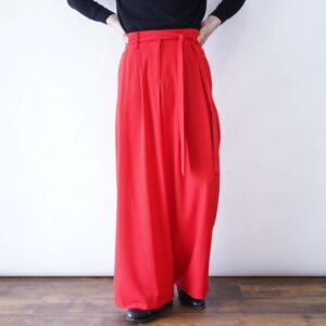 beautiful red color wide drape pants
