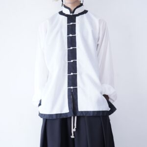 black × white woven pattern CHINA shirt