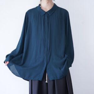 oversized deep green color see-through shirt