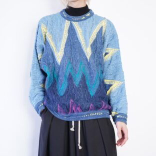 【COOGI】geometric pattern multi color 3D knit