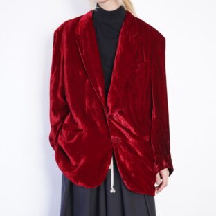 vintage glossy dark red velours tailored jacket