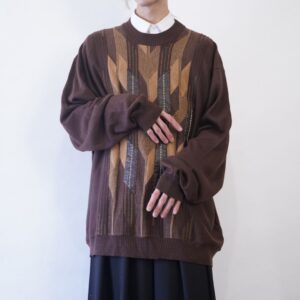 oversized 4XL faux leather switching design knit