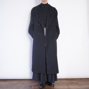 black × black tribal motif chester long coat