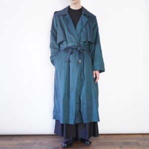 oversized glossy green maxi long trench coat