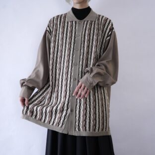 oversized XXL front knit switching shirt