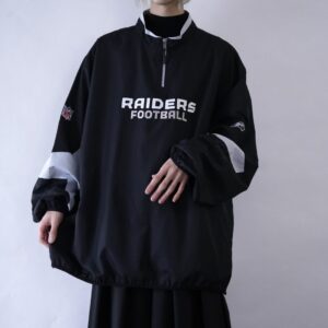 【Reebok】monster oversized 3XL RAIDERS back embroidery switching half zip pullover