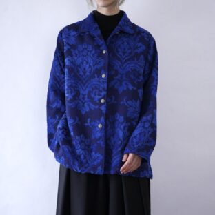 oversized 2XL blue × black elegant pattern jacket