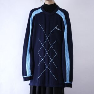 monster oversized XXXL arm line front embroidery knit