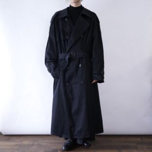 LONDON FOG oversized maxi long black trench coat with lining