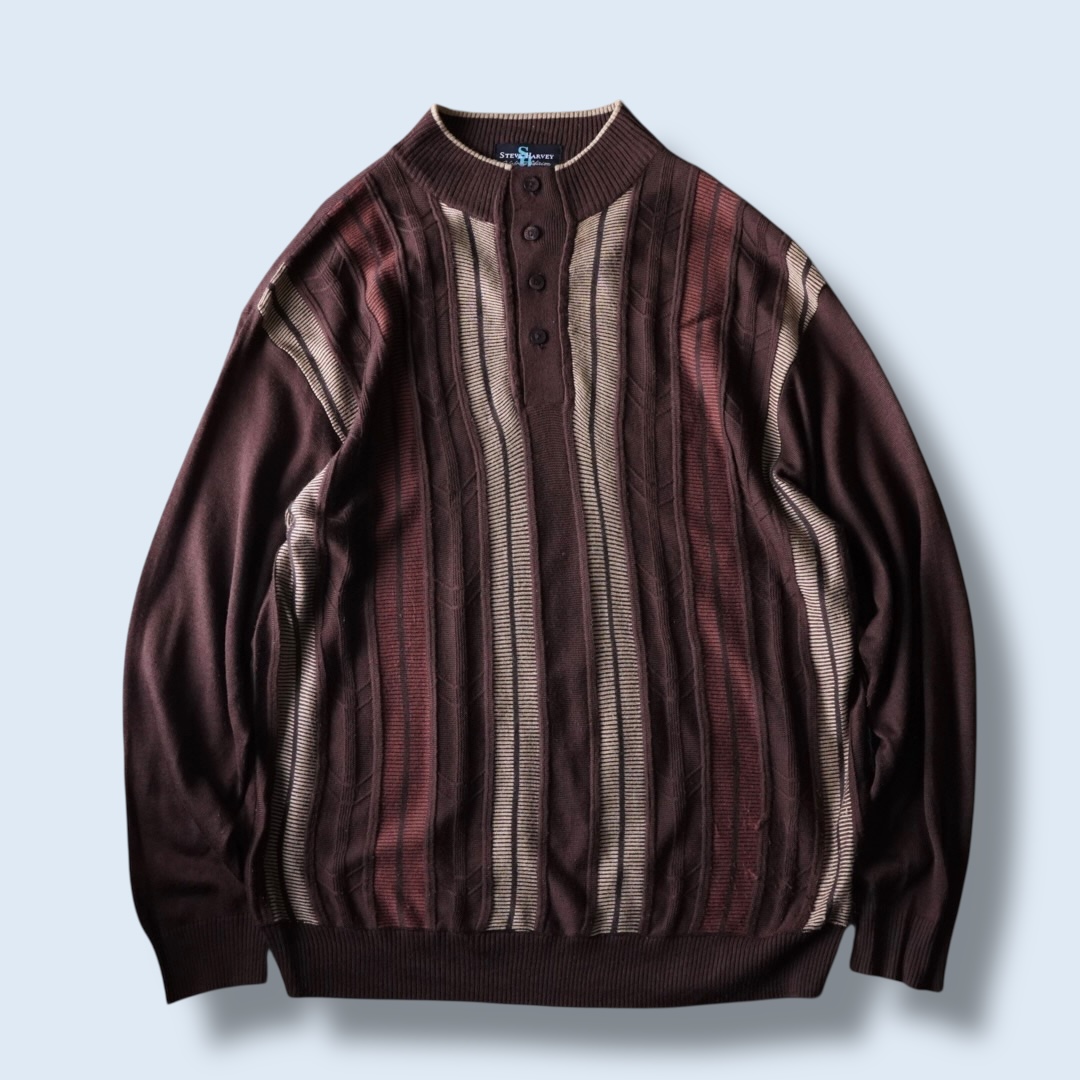 oversized 3X half button high neck knit