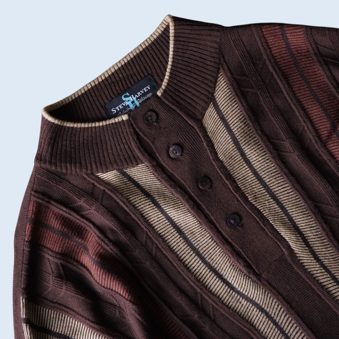 oversized 3X half button high neck knit