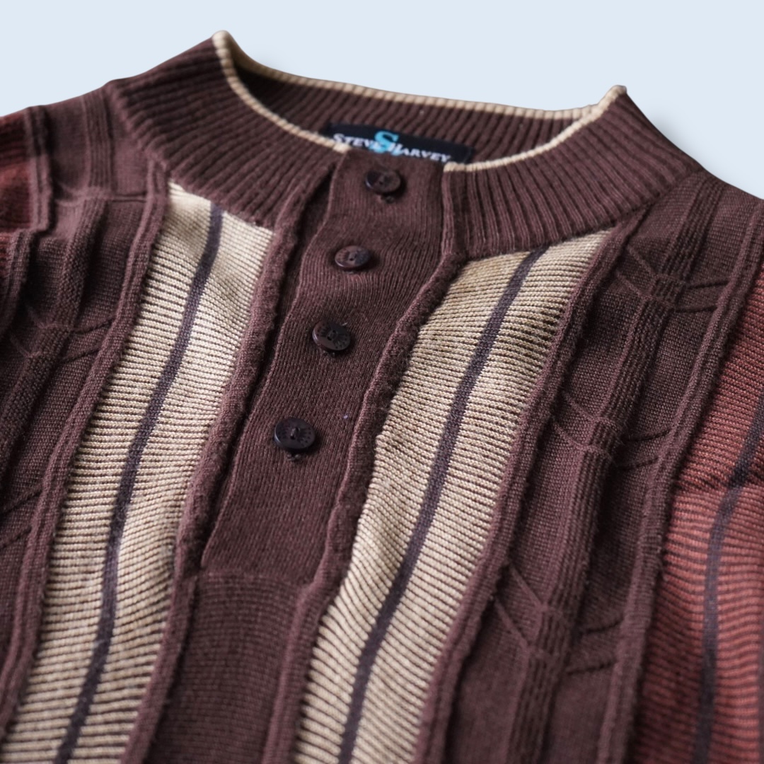 oversized 3X half button high neck knit