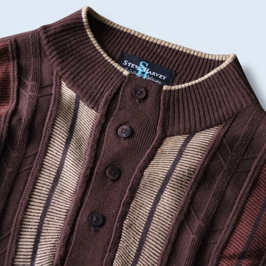 oversized 3X half button high neck knit