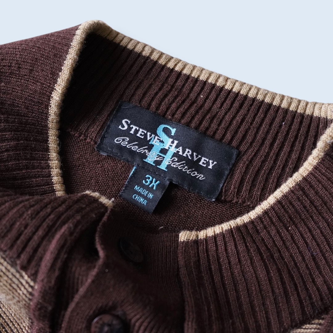 oversized 3X half button high neck knit