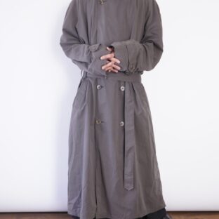 smooth fabric like fake suede maxi long trench coat