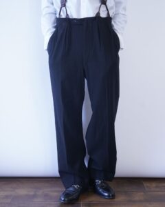 vintage wide silhouette side line tuxedo slacks (with suspender)