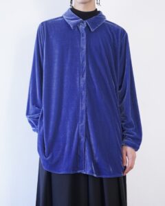 oversized beautiful blue glossy velours shirt