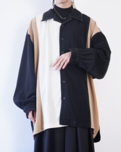 oversized switching wide arm shirt