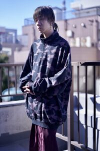 【KING SIZE】oversized 3XL TALL black camo sweat pullover