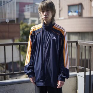 【adidas】navy × orange mesh line track jacket