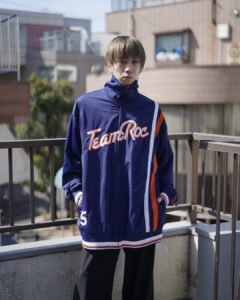 oversized high neck design front embroidery track jacket