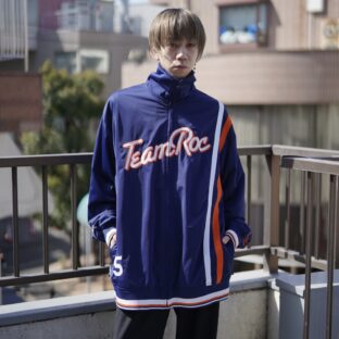 oversized high neck design front embroidery track jacket