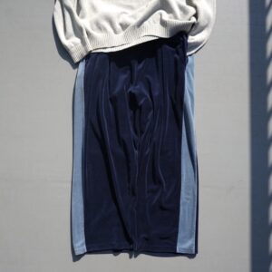 【KING SIZE】oversized blue base side line velours track pants
