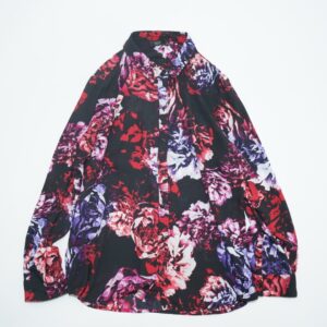 black base mode flower pattern see-through shirt