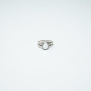 white stone motif ring