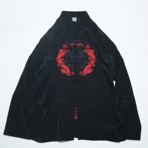 black × red beautiful embroidery China shirt
