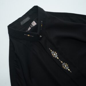 collar & flyfront bijou drape shirt