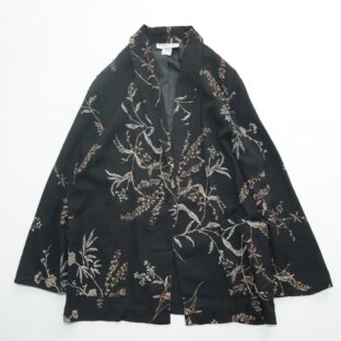 black base emotional leaff pattern easy jacket