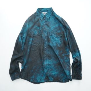 【tsukigasa original remake】black overdye beautiful blue silk shirt