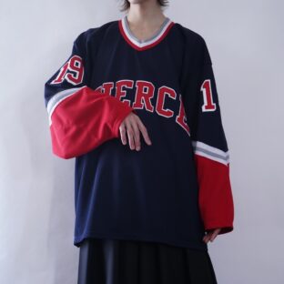 oversized big patch design wide arm game shirt