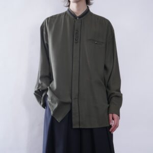 rare color moss green flyfront embroidery shirt
