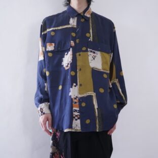 DEAD STOCK like Japanese moon pattern silk shirt