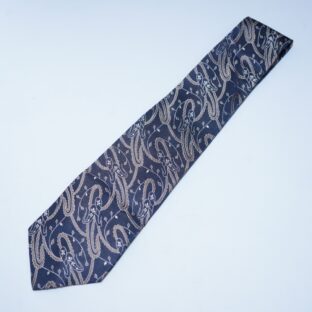 glossy blue × gold pattern tie