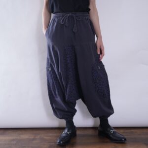 dark gray × purple cargo pocket sarouel pants