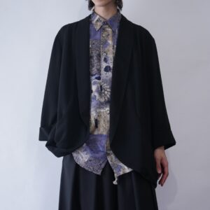 loose silhouette drape fabric button less easy jacket